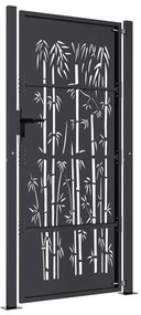 vidaXL Πόρτα Κήπου Ανθρακί 100x200 εκ. Σχέδιο Ατσάλινου Μπαμπού