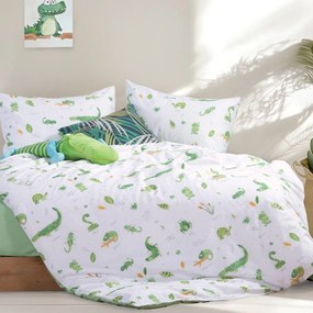 Σεντόνια Παιδικά Cute Reptiles (Σετ 3τμχ) White-Green Nef-Nef Homeware Single 170x260cm 100% Βαμβάκι