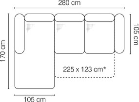 Γωνιακός καναπές Astiria-Gkri-Leuko-Αριστερή - 280.00Χ170.00Χ77.00cm