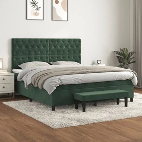 ΚΡΕΒΑΤΙ BOXSPRING ΜΕ ΣΤΡΩΜΑ ΣΚΟΥΡΟ ΠΡΑΣΙΝΟ 160X200ΕΚ. ΒΕΛΟΥΔΙΝΟ 3138034