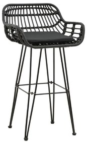 Bar stool Naoki with cushion pe black-metal black leg 52x50x90cm 52x50x90 εκ.