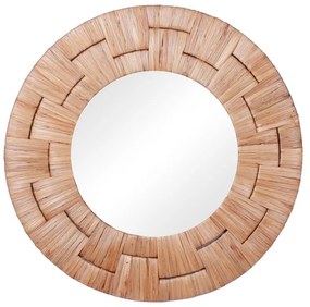 Adloms Inart mirror wood in natural shade D70x6cm 70x70x6 εκ.