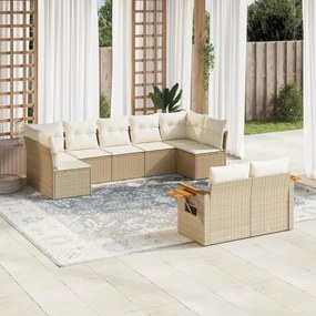 vidaXL Patio Sofa Set 9-θέσια Beige and Cream