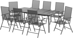 vidaXL Σετ Τραπεζαρίας Κήπου 9 Τεμαχίων Ανθρακί από Ατσάλι