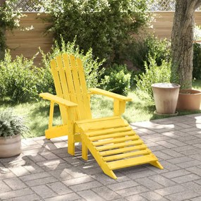vidaXL Καρέκλα Adirondack με Υποπόδιο Κίτρινο από Ξύλο Ελάτης