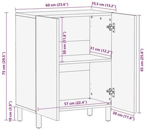 ΜΠΟΥΦΕΣ 60X33,5X75 ΕΚ. ΑΠΟ ΜΑΣΙΦ ΑΚΑΤΕΡΓΑΣΤΟ ΞΥΛΟ ΜΑΝΓΚΟ 4018630