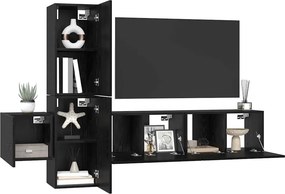 vidaXL Σετ επίπλου τηλεόρασης 5 pcs Μαύρη Οξυά Επεξεργασμένο ξύλο