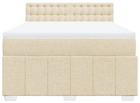 Κρεβάτι Boxspring με Στρώμα Κρεμ 140x190 εκ. Υφασμάτινο - Κρεμ