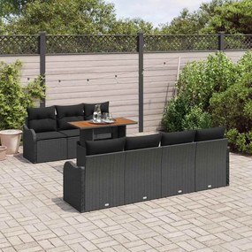 vidaXL Σετ Καναπέ Κήπου με μαξιλάρι 8 pcs Μαύρο