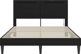 vidaXL Σκελετός Κρεβατιού με κεφαλάρι Μαύρο 140 x 200 cm Τεχνητό Δέρμα