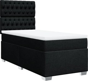 vidaXL Κρεβάτι Boxspring με Στρώμα Μαύρο 90x200 εκ. Υφασμάτινο
