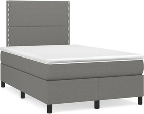 vidaXL Κρεβάτι Boxspring με Στρώμα Σκούρο Γκρι 120x190 εκ Υφασμάτινο