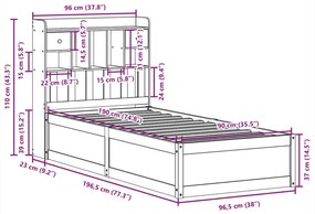 Σκελετός Κρεβ. Χωρίς Στρώμα Καφέ Κεριού 90x190 εκ Μασίφ Πεύκο - Καφέ