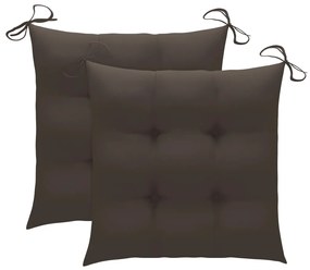vidaXL Καρέκλες Κήπου 2 τεμ. από Μασίφ Ξύλο Teak με Taupe Μαξιλάρια