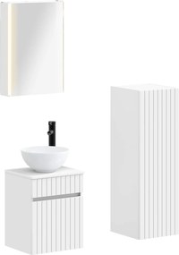 vidaXL Σετ Επίπλων Μπάνιου 4 pcs Λευκό Επεξεργασμένο Ξύλο και Γυαλί