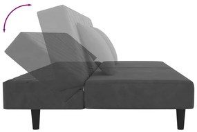 vidaXL Καναπές Κρεβάτι Διθέσιος 2 Μαξιλάρια& Υποπόδιο Σκ. Γκρι Βελούδο