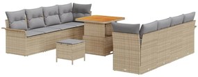 vidaXL Σετ Καναπέ Κήπου Ρυθμιζόμενο ύψος 11 pcs Μπεζ συνθετικό ρατάν