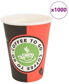 vidaXL Χάρτινα κύπελλα καφέ 1000 τεμάχια 12oz 300ml Κόκκινο και μαύρο