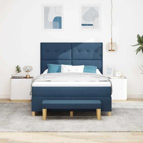 κρεβάτι Box Spring vidaXL με στρώμα και πάγκο Μπλε 160x200 εκ. Υφασμάτινο