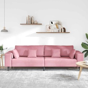 vidaXL Καναπές Ροζ 250 x 77 x 76 εκ. Βελούδο