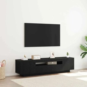 vidaXL Κάδος τηλεόρασης με LED φώτα, Μαύρο Δρυς, 160x35x40 εκ., από επεξεργασμένο ξύλο