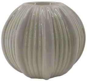 Κηροπήγιο Ανάγλυφο 24-15-40073 12x10,8cm Ecru Marhome Κεραμικό
