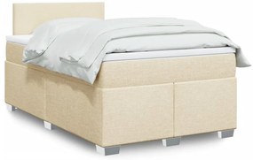 vidaXL Κρεβάτι Boxspring με Στρώμα Κρεμ 120x200 εκ. Υφασμάτινο