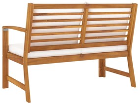 vidaXL Παγκάκι Κήπου 114,5 εκ. από Μασίφ Ξύλο Ακακίας με Κρεμ Μαξιλάρι