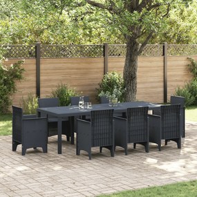 vidaXL Τραπέζι Κήπου Ανθρακί 250x100x73 εκ. Πολυ Ράτταν