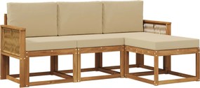 vidaXL Σειρά Καναπέ Εξωτερικού 4 pcs Φυσικό και Μπεζ Πολυεστέρας