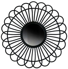 Καθρέπτης Στρογγυλός Λουλούδι MRL11B 70cm Black Rattan