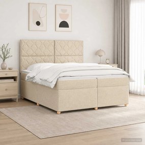 vidaXL Κρεβάτι box spring με στρώμα Κρεμ 200 x 200 cm Ύφασμα