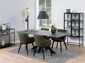 Τραπέζι Oakland 505, Γκρι, Μαύρο, 76x100x200cm, 78 kg, Κεραμικός, Επεξεργασμένο γυαλί, Μέταλλο | Epipla1.gr