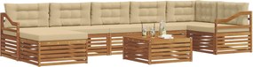 vidaXL Σειρά Καναπέ Εξωτερικού με μαξιλάρι 8 pcs Φυσικό και Μπεζ