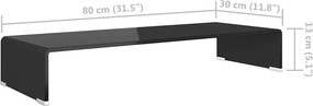 vidaXL Βάση Τηλεόρασης/Οθόνης Μαύρη 80 x 30 x 13 εκ. Γυάλινη