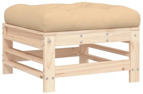 vidaXL Υποπόδιο Κήπου με Μαξιλάρι από Μασίφ Ξύλο Πεύκου