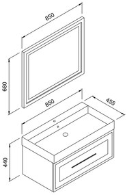 Πάγκος NAPOLI Λευκό MDF 18mm Λάκα 85 S3NAP085WHM 85x45.5x44cm