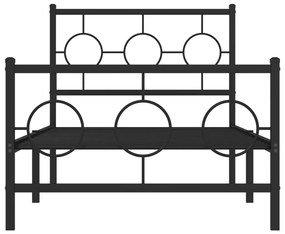 vidaXL Πλαίσιο Κρεβατιού με Κεφαλάρι&Ποδαρικό Μαύρο 90x200 εκ. Μέταλλο