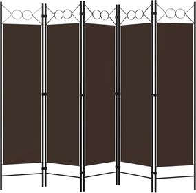 vidaXL Διαχωριστικό Δωματίου με 5 Πάνελ Καφέ 200 x 180 εκ.