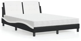 Κρεβάτι με Στρώμα Μαύρο και Λευκό 120 x 200 εκ. Συνθετικό Δέρμα