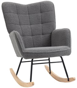 HOMCOM Κουνιστή πολυθρόνα σε ρετρό σχέδιο, μασίφ ξύλο, πολυθρόνα, πολυθρόνα χαλάρωσης, 98 cm x 71 cm x 101 cm, Σκούρο Γκρι