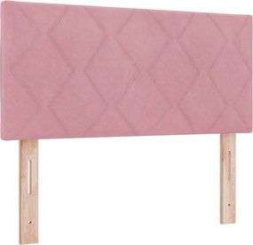 vidaXL Κρεβάτι με ελατήρια με κεφαλάρι Ροζ 200 x 100 cm Βελούδο