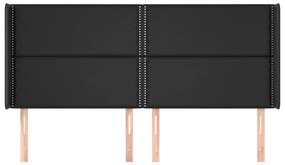 Κεφαλάρι με Πτερύγια Μαύρο 203x16x118/128 εκ. Συνθετικό Δέρμα 3119548