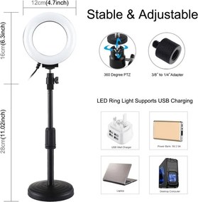 Ring LED lamp Puluz with adjustable base PU391