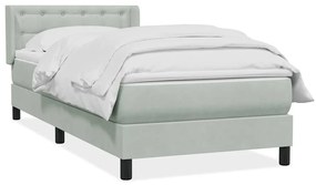 Box Spring κρεβάτι με στρώμα ανοιχτό γκρι 90x220 εκ. Βελούδινο - Γκρι