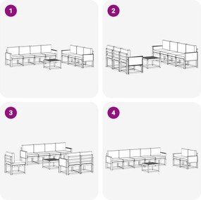 vidaXL Σειρά Καναπέ Εξωτερικού με μαξιλάρι 7 pcs Φυσικό