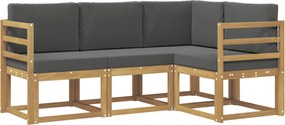 vidaXL Σειρά Καναπέ Εξωτερικού με μαξιλάρι 4 pcs Άσπρο και Ανθρακί
