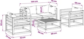 vidaXL Σετ Κήπου 5 Τεμαχίων Modular Φυσικό Στερεό Ξύλο Ακακίας