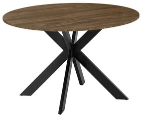 Τραπέζι Jeston pakoworld MDF καρυδί-πόδι μαύρο μέταλλο Φ120x75εκ