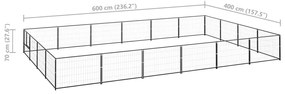 vidaXL Σπιτάκι Σκύλου Μαύρο 24 μ² Ατσάλινο